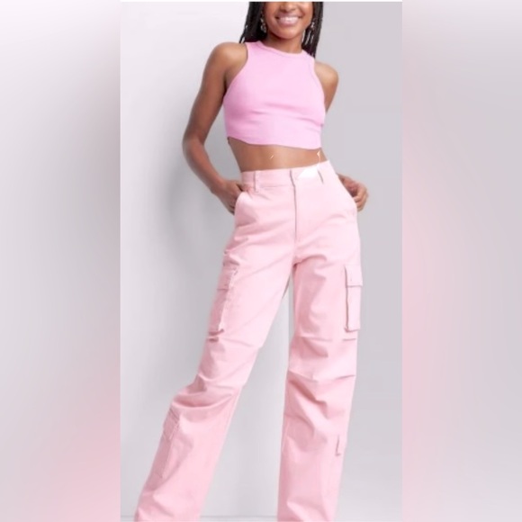 wild fable Pants - Wild Fable Pink Cargo Pants high rise Small NWT